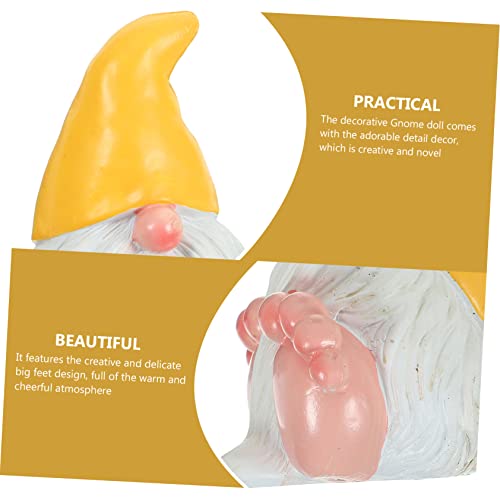 Ciieeo Naughty Garden Gnome Statue Large Feet Creative Resin Gnome Figurine for Outdoor Decor Unique Home Decoration for Garden Patio and Indoor Spaces