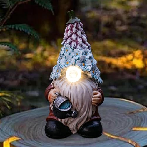 Solar-Powered Gnome Statues, Funny Garden Gnome, Resin Craft Gnome Figurines, Garden Solar Light Gnome, Outdoor Solar Gnome, Whimsical Lawn Ornaments 7.48x3.54x3.54 inches for House and Farmhouse