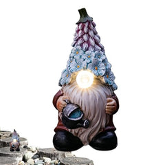 Solar-Powered Gnome Statues, Funny Garden Gnome, Resin Craft Gnome Figurines, Garden Solar Light Gnome, Outdoor Solar Gnome, Whimsical Lawn Ornaments 7.48x3.54x3.54 inches for House and Farmhouse