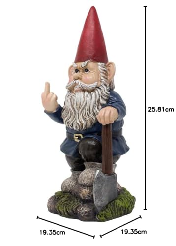 Home 'n Gifts Whimsical Gnome Flipping Off Middle Finger Mini Statue for Outdoor Garden Decor Sculptures As Funny Yard Decorations Or Unique Gifts for Gardeners