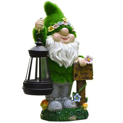 Solar Gnomes Decor, Garden Lantern Statue, Outdoor Yard Sculpture, Weather-Resistant Build, Automatic Light Sensor, Perfect for Home Gardens, Kids' Spaces, Friendly Presents, 6.3x3.15x0.98 inches
