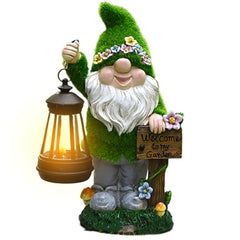 Solar Gnomes Decor, Garden Lantern Statue, Outdoor Yard Sculpture, Weather-Resistant Build, Automatic Light Sensor, Perfect for Home Gardens, Kids' Spaces, Friendly Presents, 6.3x3.15x0.98 inches