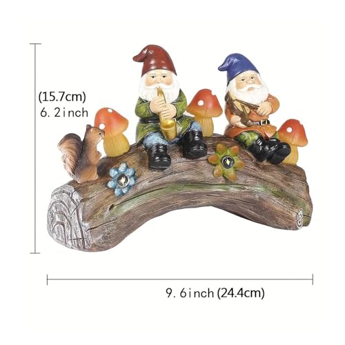 Solar Gnomes Decor for Outside - Solar Light-Up Garden Sculptures,Resin Squirrel Gnomes Figurine, Decorations with Solar Outdoor Lights for Holiday Housewarming