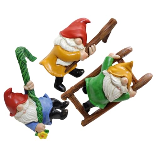 Toyvian 2sets 3pcs Dwarf Statues for Garden Decor Unique Gnome Hanging Ornaments Intricate Tree Pendants for Outdoor Spaces Lively Courtyard Decoration 3pcs*2