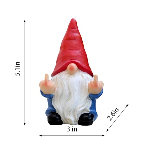 Middle Finger Gnome Mini 5.5in,Double Bird Gnome - Naughty Funny Outdoor Decoration for Yard Patio Lawn Ornament and Home Decor,Fairy Garden