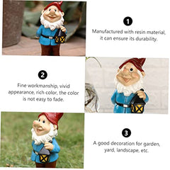 Happyyami Garden Gnomes Statue Resin Dwarf Ornament Resin Decoration for Fairy Garden Home Office Desktop Decor