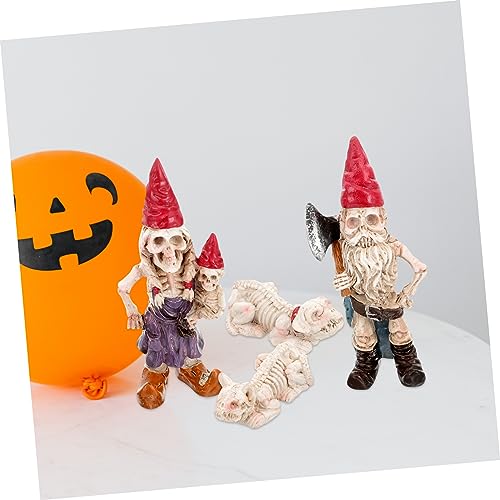 COSMEVIVI 1set Garden Gnome Skeleton Statue Resin Halloween Decoration for Outdoor and Indoor Use for Spooky Garden Micro-landscapes Gnome Figurine Lifelike Design Great for Halloween
