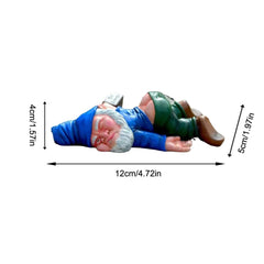 MOOCOCO Funny Drunk Gnome Statue, Garden Gnome Statues,Creative Dwarf Drunk Gnome Resin Sculpture Yard Lawn Patio Garden Decoration,for Outdoor Indoor Ornament Decor Novelty Gift (Blue)