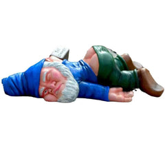 MOOCOCO Funny Drunk Gnome Statue, Garden Gnome Statues,Creative Dwarf Drunk Gnome Resin Sculpture Yard Lawn Patio Garden Decoration,for Outdoor Indoor Ornament Decor Novelty Gift (Blue)