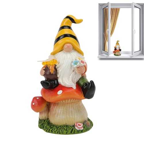 Vriusi Solar LED GNOME Statue Resin GNOME Sculpture Outdoor Garden Decor Lawn GNOME Figurine Solar Yard Decor Solar-Powered GNOME LED GNOME Yard Statue Garden GNOME Light Outdoor Tabletop GNOME