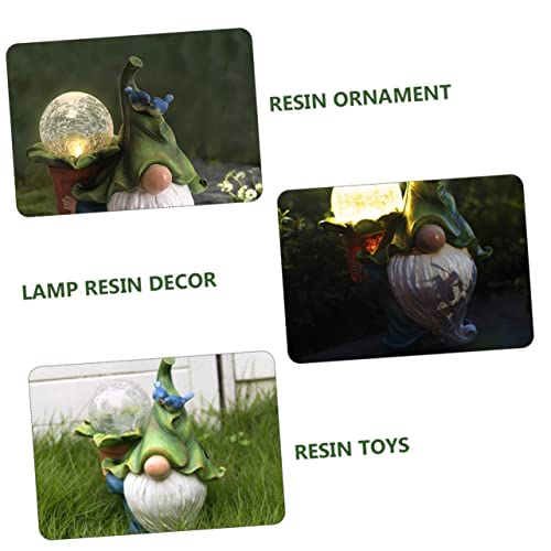 Toyvian 1PC Solar Energy Resin Old Man Decorative Lamp Unique Garden Decor Soft Lighting for Home Party present for Festivals and Holidays