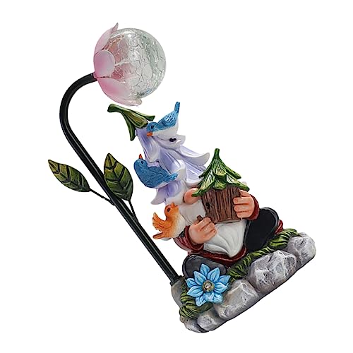 Toyvian Garden Gnome Figurine Solar Powered Resin Night Light Decorative Gnome Statue for Outdoor Lawn Garden and Desktop Decor Charming Glowing