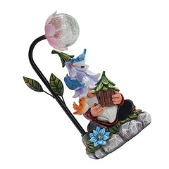 Toyvian Garden Gnome Figurine Solar Powered Resin Night Light Decorative Gnome Statue for Outdoor Lawn Garden and Desktop Decor Charming Glowing