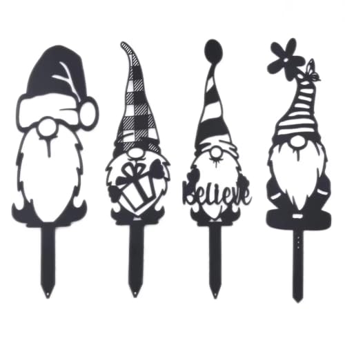 4pcs Metal Garden Gnomes Outdoor Funny Gnome Statues for Yard Art Large Size Decorative Garden Stakes