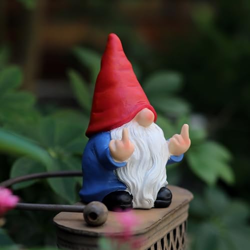 Middle Finger Gnome Mini 5.5in,Double Bird Gnome - Naughty Funny Outdoor Decoration for Yard Patio Lawn Ornament and Home Decor,Fairy Garden