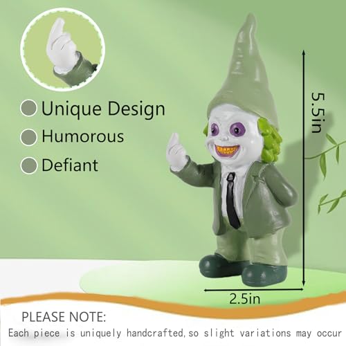 LRNIOT Middle Finger Gnomes Horror Decor Garden Statue Garden Gnome Middle Finger Gifts Funny Gifts for Home and Office 5.5"