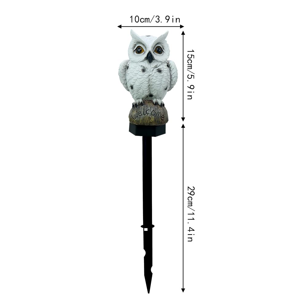 Owl Solar Garden Stake Lights, 2 Pack Owl Outdoor Path Solar Powered Owl Stake Lights for Walkway Yard Lawn Landscape Lighting (White&Brown)