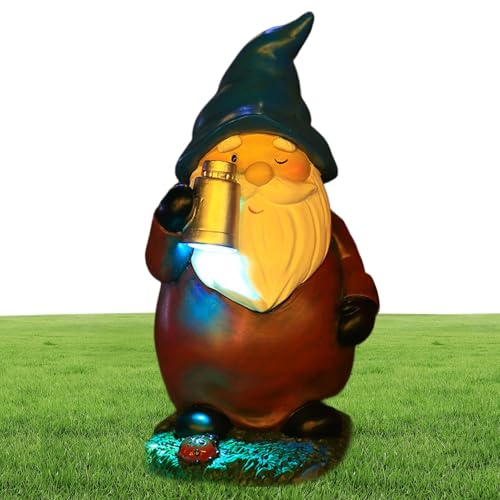 Solar Gnomes Decor for Outside | Garden Gnome Statues - Waterproof with Light Decor Sculptures Funny Ornaments for Patio Spring Fall Halloween Backyard Front