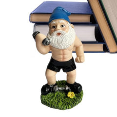 Garden Dwarf Statue - Dumbbell Weightlifting Gnome Sculpture, Handmade Garden Figurine | Weatherproof Resin Garden Dwarf Sculpture, Gnome Figurine Decoration with Vivid Expressions for Gardens, Courty