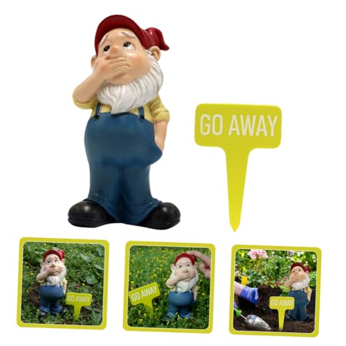 Happyyami 1set Garden Gnome Figurine Funny Resin Dwarf Statues for Outdoor Decoration Adorable Garden Supplies for Lawn and Patio Creative Landscape Art Decor
