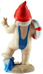 Blue Whale Gifts 15cm Funny Gnome Garden Ornament - Mankini/Life Ring Design