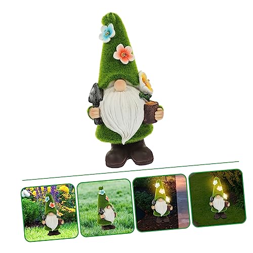 Happyyami Christmas Garden Gnome Lamp Resin Gnome Figurine Outdoor Solar Light Decor for Garden and Patio Festive Holiday Ornament for Family and Friends