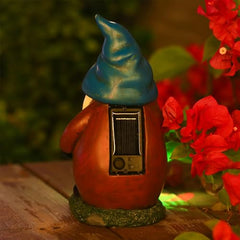 Solar Garden Gnome, Lawn Gnome Statue, 4.92x3.94x7.48inch Weather Resistant Sculpture with LED Lights, Seasonal Holiday Display, Patio Table Centerpiece for Outdoor Garden Decor