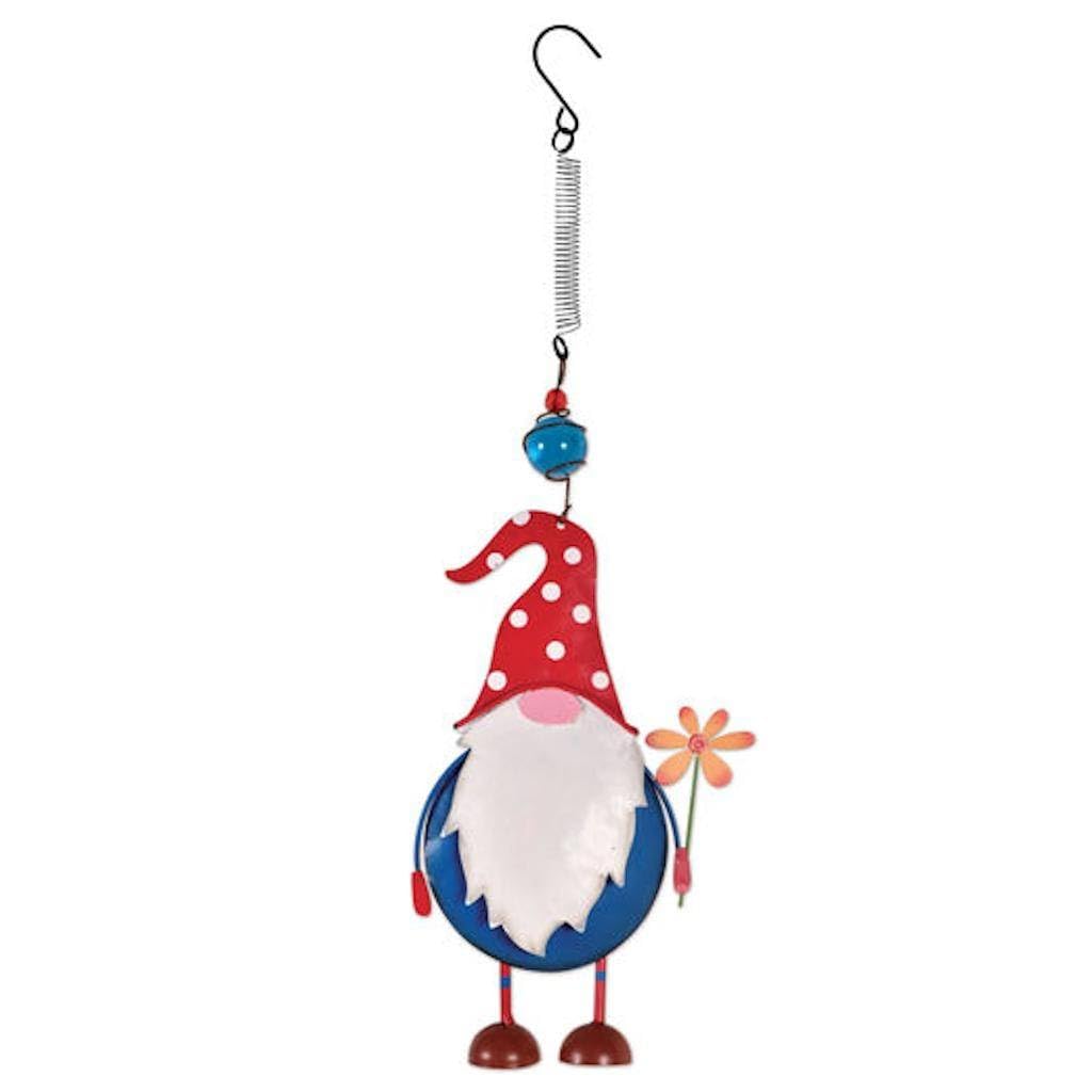 Sunset Vista Designs 93777 Gnome Collection-Hanging Garden Bouncy, Red Hat, 17-inch Height