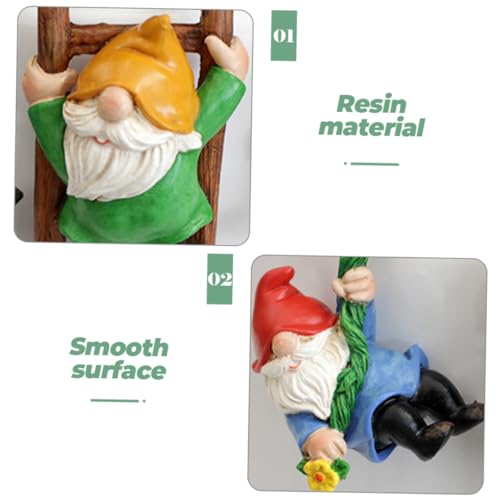 Toyvian 2sets 3pcs Dwarf Statues for Garden Decor Unique Gnome Hanging Ornaments Intricate Tree Pendants for Outdoor Spaces Lively Courtyard Decoration 3pcs*2