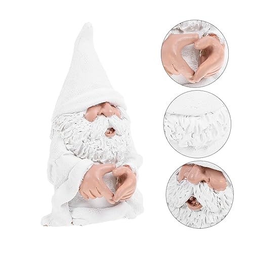 Happyyami Adorable Garden Gnome Statue Small Dwarf Figurine for Outdoor Decoration Hand-painted Resin Craft for Lawn Patio and Decor