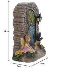 Azuma Fairy Door Solar Powered Garden Ornament Yellow LED Lights Outdoor - Fairy