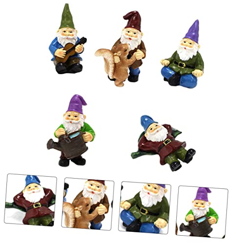 Happyyami 6pcs Creative Resin Garden Gnome Ornament Set Grandad Garden Ornaments Gnome Statue Micro Landscape