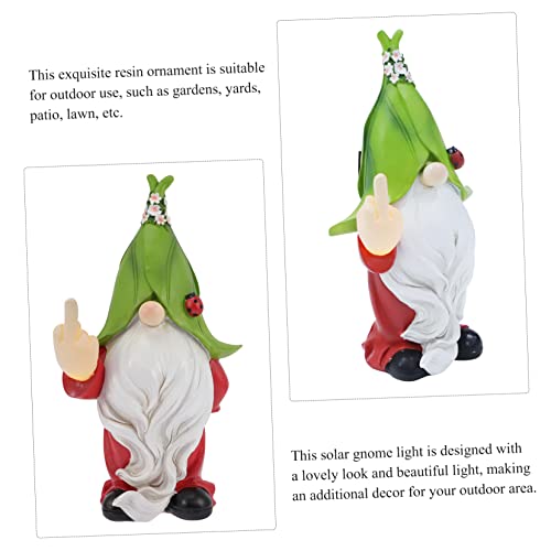 Happyyami Solar Garden Ornaments Garden Gnome Statue Solar Path Lights Outdoor Decor