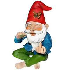 Garden Gnome Middle Finger 5.9inch Tall Resin Luminous Funny Garden Gnomes Cheeky Smoking Naughty Gnomes Fade-resistant Mini Gnomes for Garden Lawn