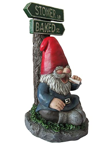 World of Wonders Take The High Road Gnome Sign | Porch Decoration Garden Gnome Statue | Stoner Ave. Baked St Novelty Garden Patio Funny Decor - 7"