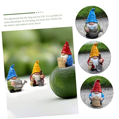 Happyyami 3pcs Resin Garden Gnome Statues Outdoor Fairy Garden Accessories for Yard Decor