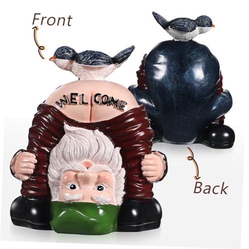 Cabilock 2pcs Funny Garden Gnomes Statues Resin Welcome Decorations for Home Cute Inverted Gnome Figurines for Outdoor Patio Unique Idea