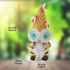 Outdoor Statues, Solar Garden GNOME, Sunflower GNOME Sculpture, Spring GNOME Figurine, Solar-Powered Sunflower Spring GNOME Statue Resin GNOME Statues with Solar Lights for Yard, Or Garden Decor