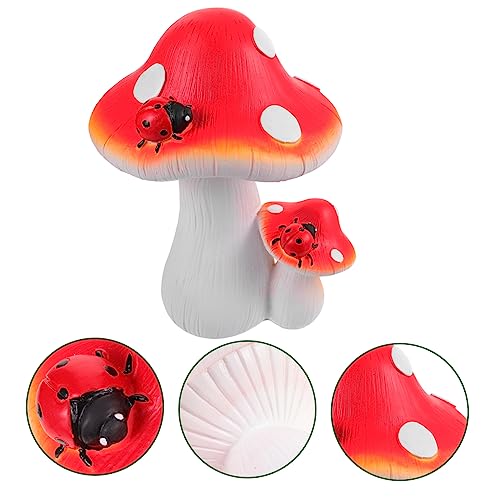 Happyyami Mushroom Figurine Lawn Ornament Large Red Mushroom Statue for Garden Decoration Outdoor Decor Fairy for Birthdays and Holidays