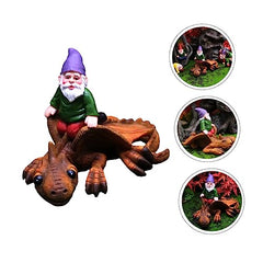 Toyvian Creative Resin Garden Gnome Dinosaur Statue Unique Outdoor Ornament for Home Adornment Durable Decorative Figurine for Patio Balcony Office and Garden Display