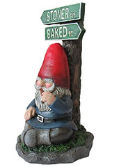 World of Wonders Take The High Road Gnome Sign | Porch Decoration Garden Gnome Statue | Stoner Ave. Baked St Novelty Garden Patio Funny Decor - 7"