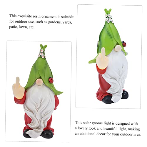 Toyvian Garden Gnome Statue Solar Light Outdoor Decoration Creative Gnome Figurine with LED Illumination for Unique Garden Ornaments for Lawn Patio Backyard Decor