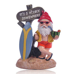 NIYEYE Garden Gnomes for Outdoor Use Funny Cool Surfing Garden GNOME Weatherproof Made of Resin Decorative Figurine