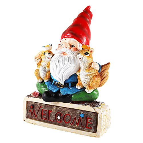Outdoor Garden Gnome Ornaments with Solar Lights Funny Garden Gnomes Outdoor Statue for Patio Lawn Home Yard Decorations (with Solar Lights)