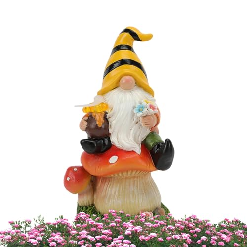 Vriusi Solar LED GNOME Statue Resin GNOME Sculpture Outdoor Garden Decor Lawn GNOME Figurine Solar Yard Decor Solar-Powered GNOME LED GNOME Yard Statue Garden GNOME Light Outdoor Tabletop GNOME