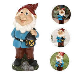 Happyyami Garden Gnomes Statue Resin Dwarf Ornament Resin Decoration for Fairy Garden Home Office Desktop Decor