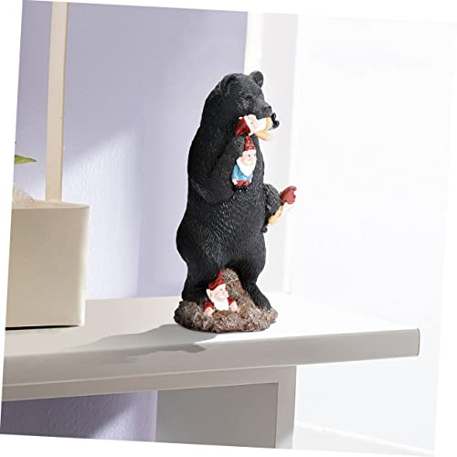 SUPVOX 1Pc Bear Eating Gnome Figurine Lifelike Black Bear Statue for Outdoor Garden Decoration Patio Art Sculpture for Courtyards Lawns and Terraces Year Home Decor