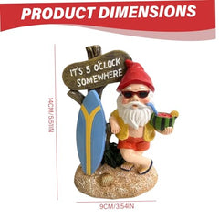 Gnome Figurines 6 Inch Cute & Funny Resin Gnome Statue Weather-Resistant Summer Gnomes Decorations for Yard, Garden, Beach, Gnome Gifts, Surf Garden Gnomes Gnome Statue Gnomes Decorations for Yard