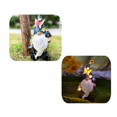 Solar Gnome Statue, Outdoor Garden Figurine, Resin Yard Decoration, Built-In Solar Panel, Waterproof Lighting Feature, Patio Lawn Porch Use, Size 10.63x5.12x5.91