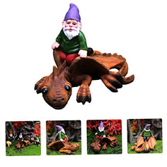 Toyvian Creative Resin Garden Gnome Dinosaur Statue Unique Outdoor Ornament for Home Adornment Durable Decorative Figurine for Patio Balcony Office and Garden Display